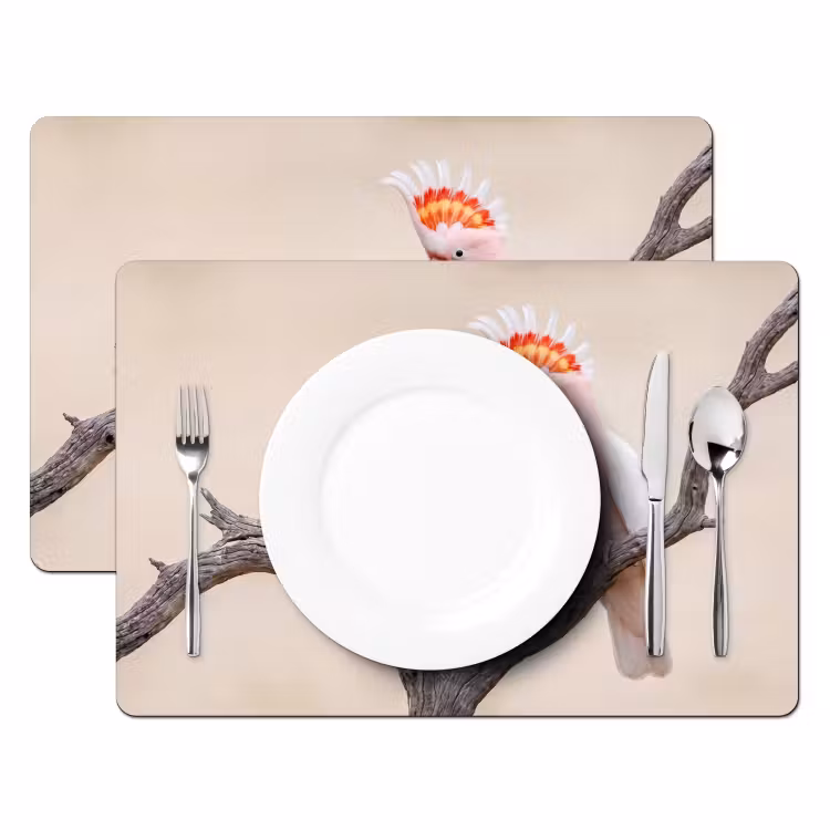 Papagaai - Tak - Roze Placemat vinyl groot -zzsfeer2_Kitchenyeah-website