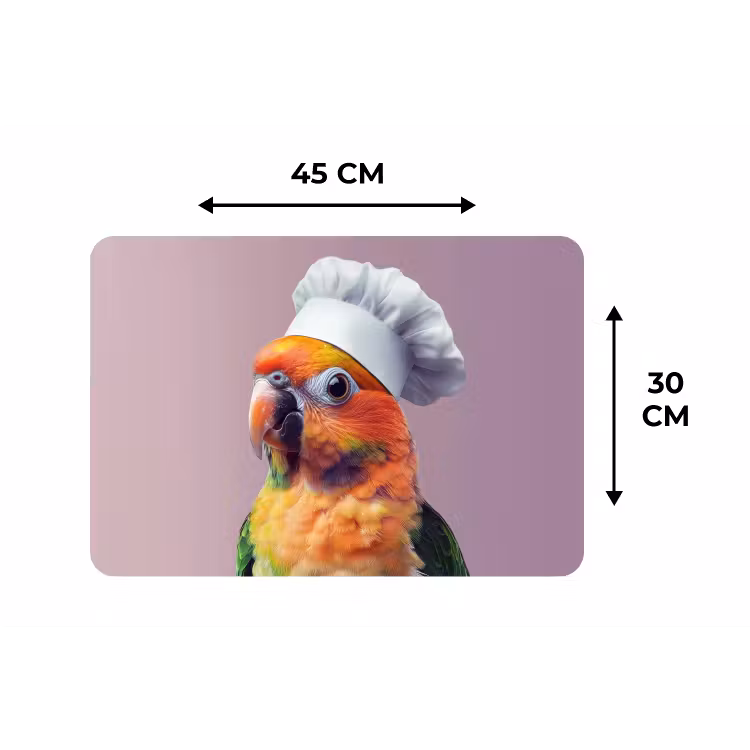 Papegaai - Koksmuts - Nieuwsgierig - Vogel Placemat vinyl groot -specs