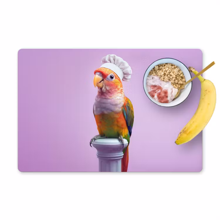 Papegaai - Koksmuts - Pilaar - Vogel Placemat vinyl groot -zzzproduct_Kitchenyeah-website