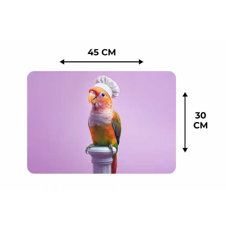 Papegaai - Koksmuts - Pilaar - Vogel Placemat vinyl groot -specs