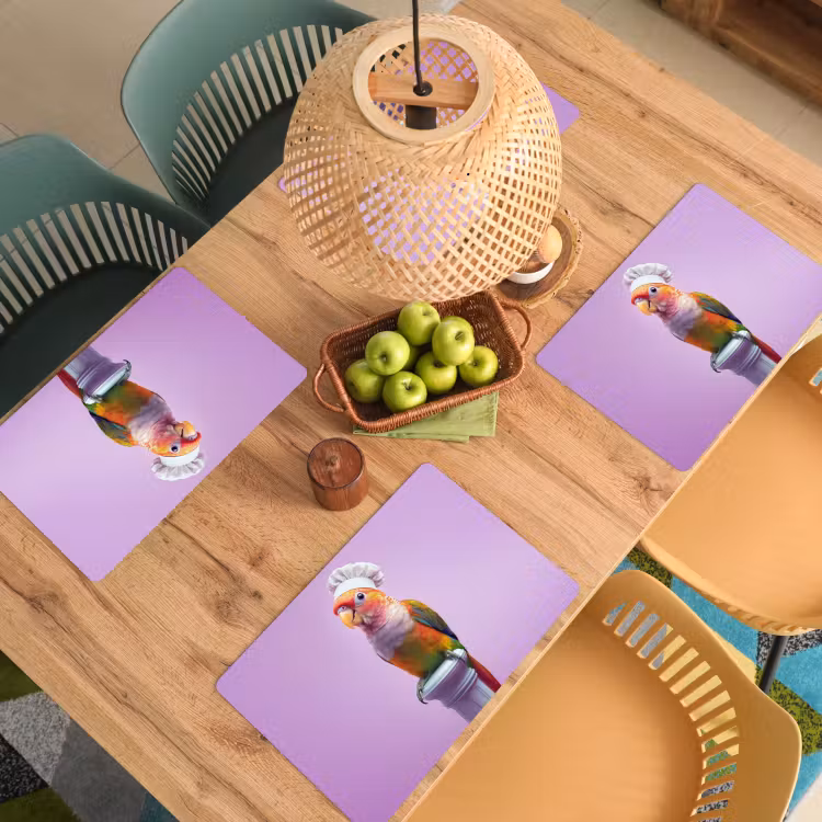 Papegaai - Koksmuts - Pilaar - Vogel Placemat vinyl groot -zzsfeer5_Kitchenyeah-website