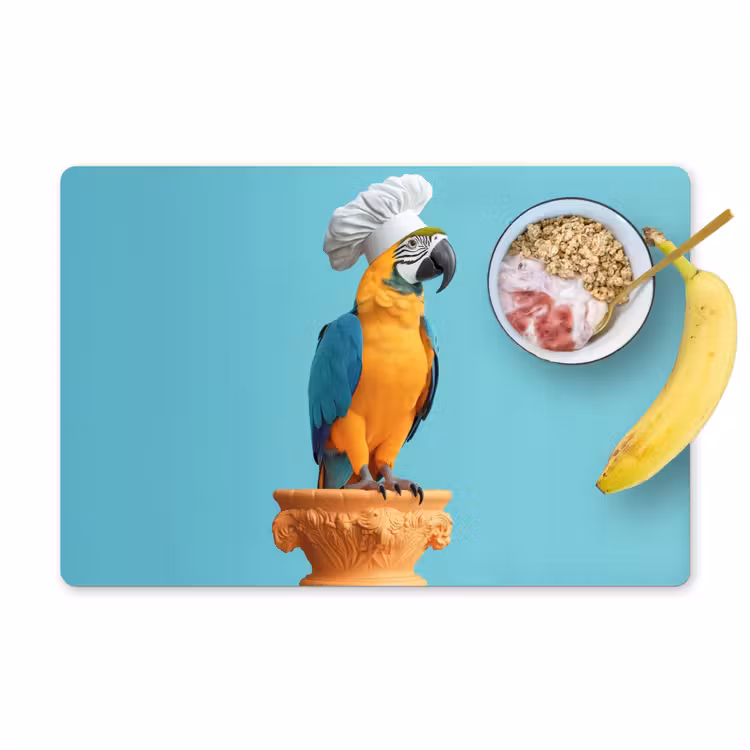 Papegaai - Koksmuts - Grappig - Vogel Placemat vinyl groot -zzzproduct_Kitchenyeah-website