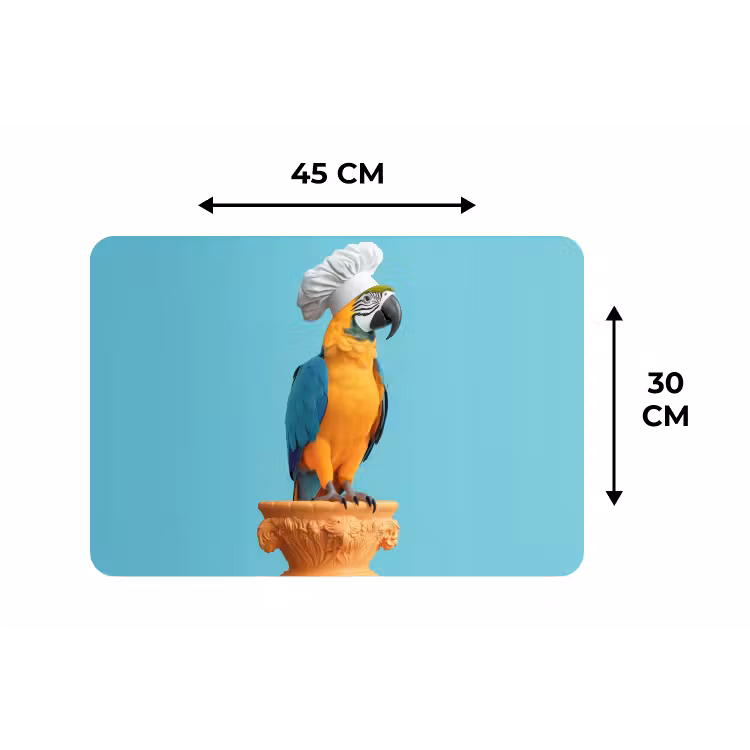 Papegaai - Koksmuts - Grappig - Vogel Placemat vinyl groot -specs