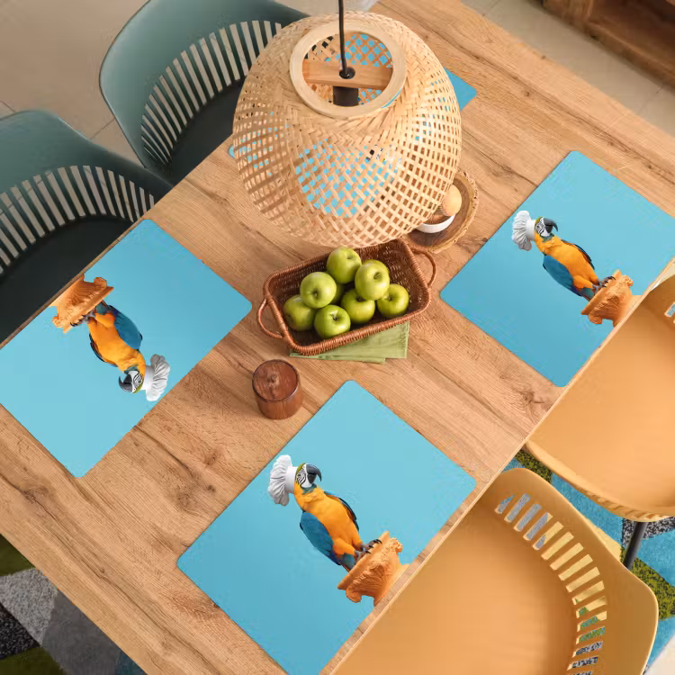 Papegaai - Koksmuts - Grappig - Vogel Placemat vinyl groot -zzsfeer5_Kitchenyeah-website