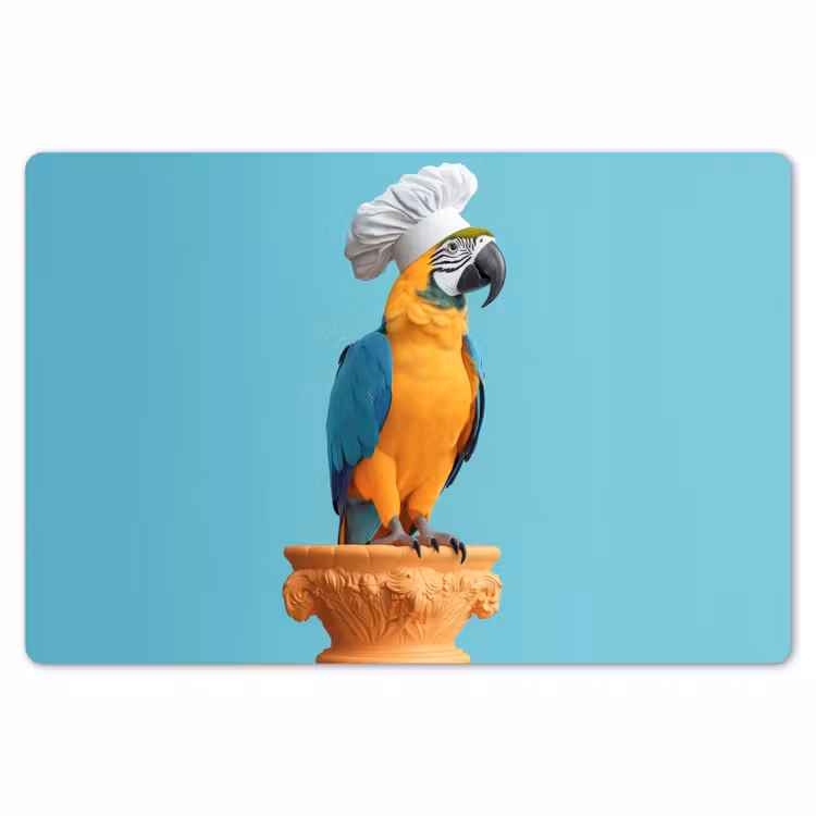 Papegaai - Koksmuts - Grappig - Vogel Placemat vinyl groot -zzsfeer1_Kitchenyeah-website