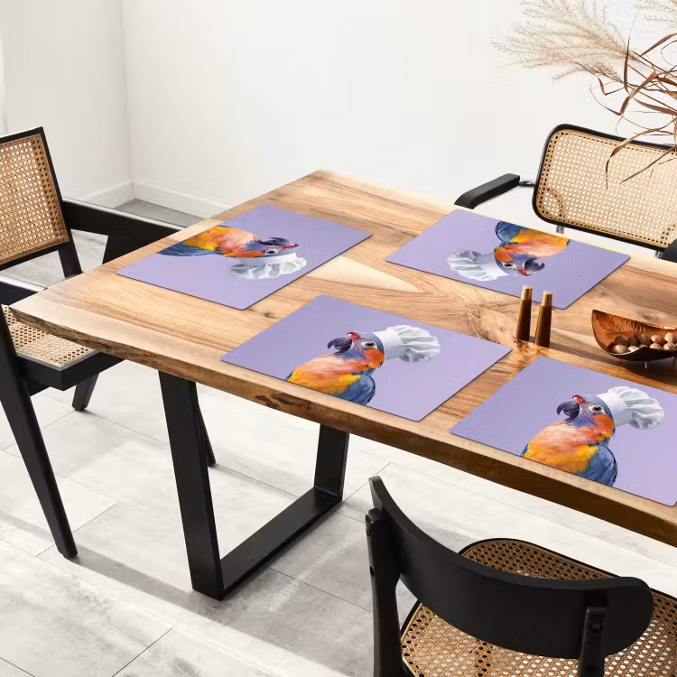 Papegaai - Koksmuts - Paars - Cute Placemat vinyl groot -zzsfeer4_Kitchenyeah-website