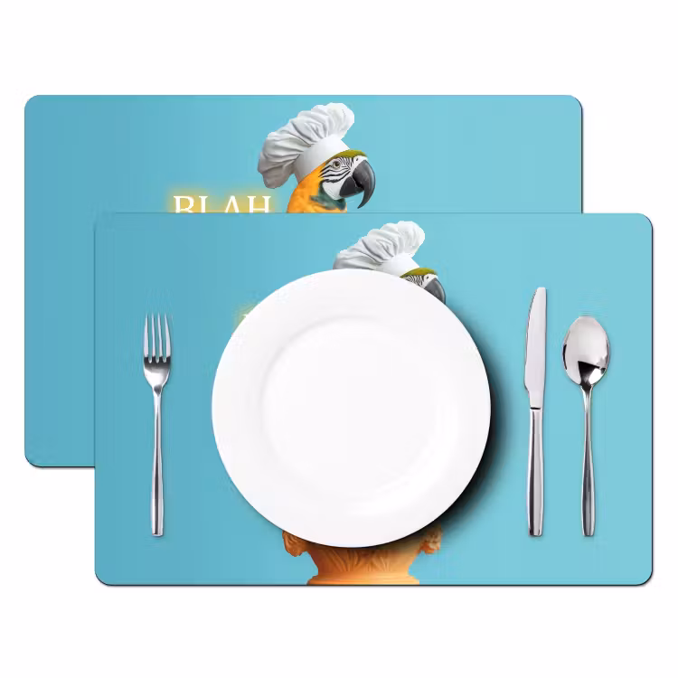 Papegaai - Koksmuts - Quote - Neon Placemat vinyl groot -zzsfeer2_Kitchenyeah-website