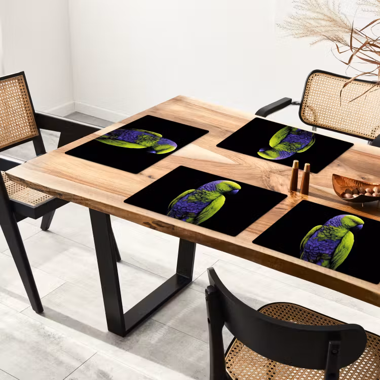 Papegaai - Veren - Opvallend - Groen Placemat vinyl groot -zzsfeer4_Kitchenyeah-website