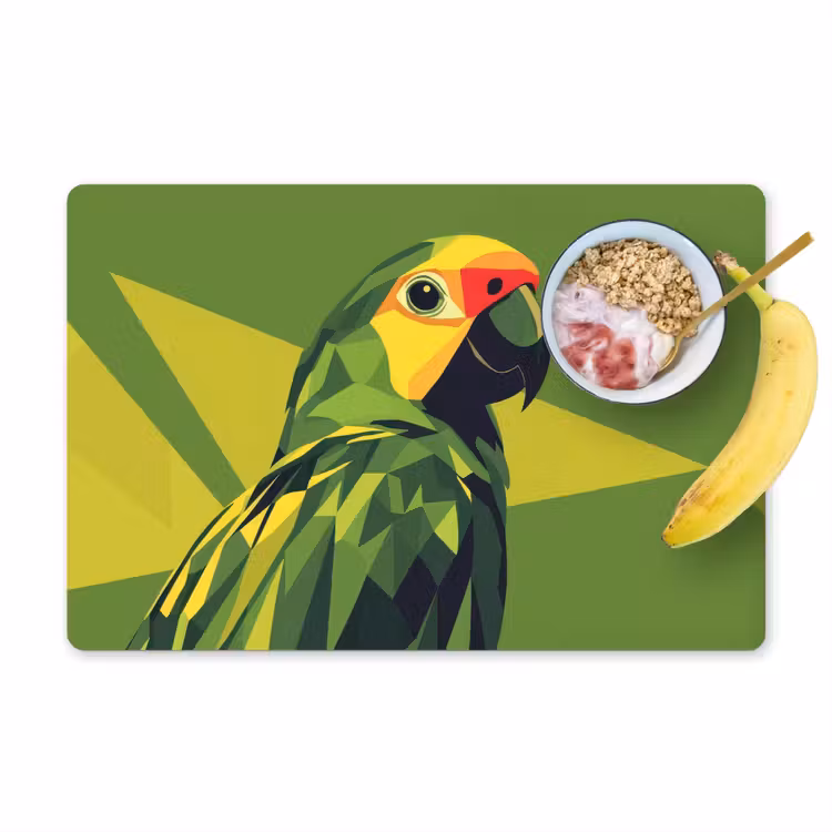 Papegaai - Groen - Snavel - Abstract Placemat vinyl groot -zzzproduct_Kitchenyeah-website
