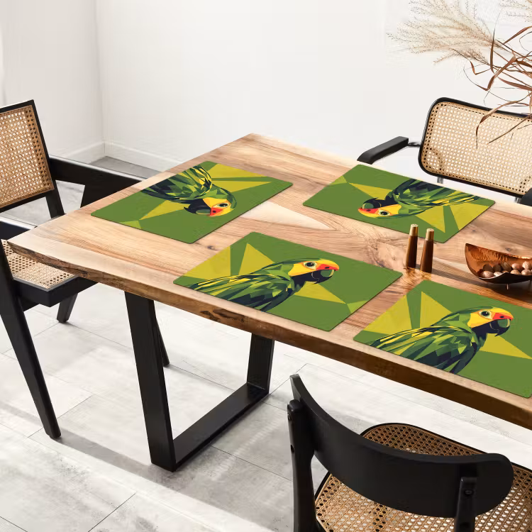 Papegaai - Groen - Snavel - Abstract Placemat vinyl groot -zzsfeer4_Kitchenyeah-website