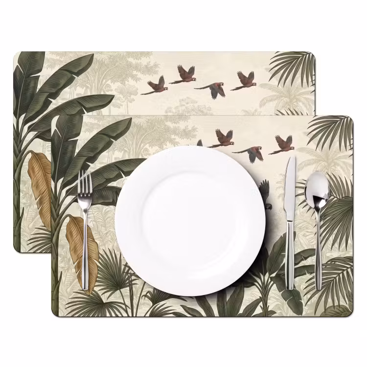 Papagaaien - Jungle - Tropisch - Green Placemat vinyl groot -zzsfeer2_Kitchenyeah-website