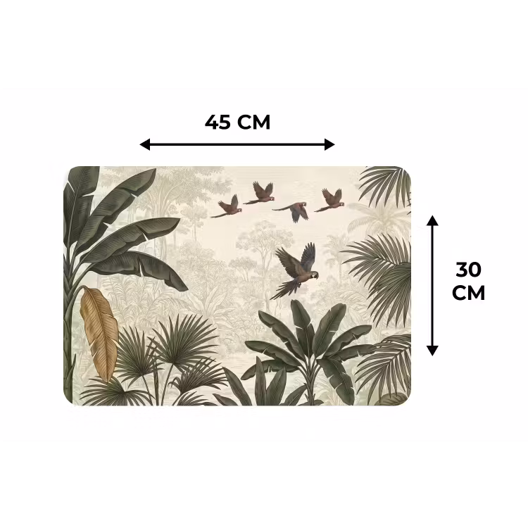 Papagaaien - Jungle - Tropisch - Green Placemat vinyl groot -specs