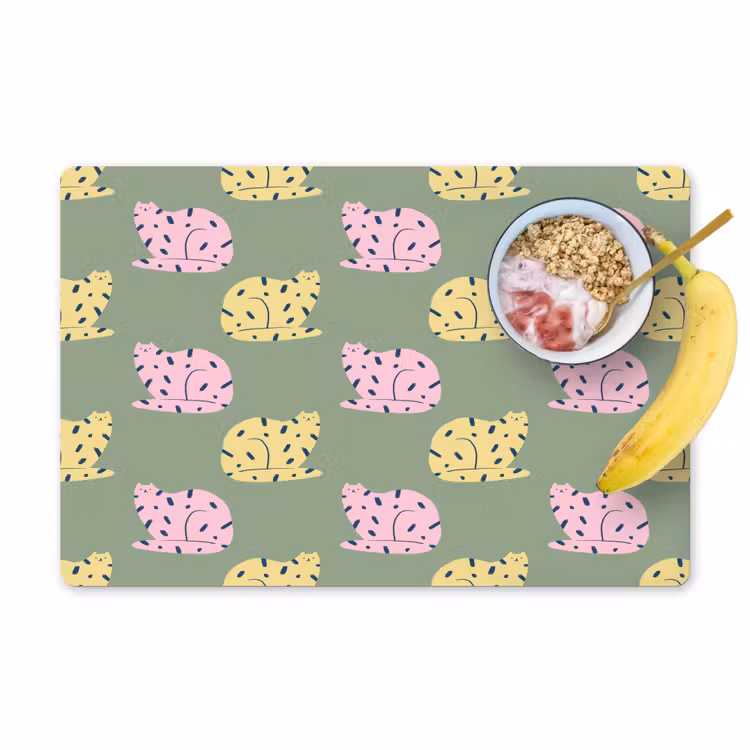 Pastel - Katten - Vlekjes - Groen Placemat vinyl groot 368 -zzzproduct_Kitchenyeah-website