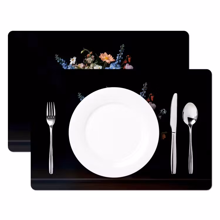Pastel - Bloemen - Glazen - Vaas Placemat vinyl groot -zzsfeer2_Kitchenyeah-website