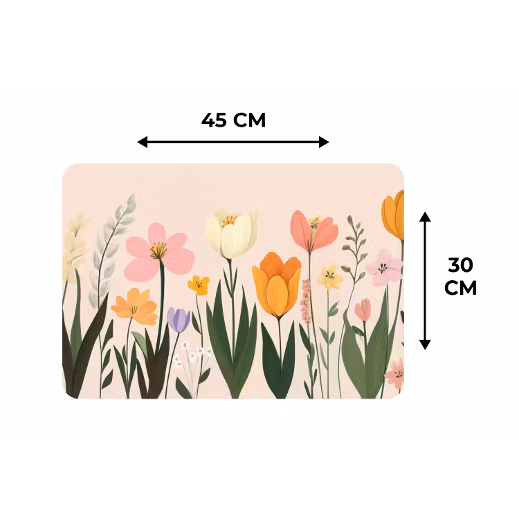 Pasteltinten - Bloemen - Illustratie Placemat vinyl groot -specs