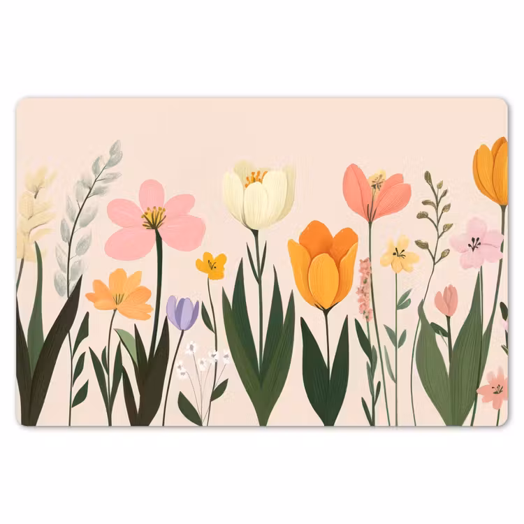 Pasteltinten - Bloemen - Illustratie Placemat vinyl groot -zzsfeer1_Kitchenyeah-website