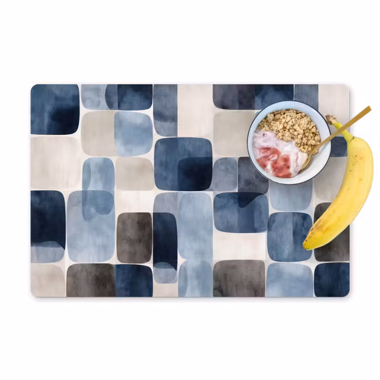 Patroon - Blauw - Vierkanten Placemat vinyl groot -zzzproduct_Kitchenyeah-website