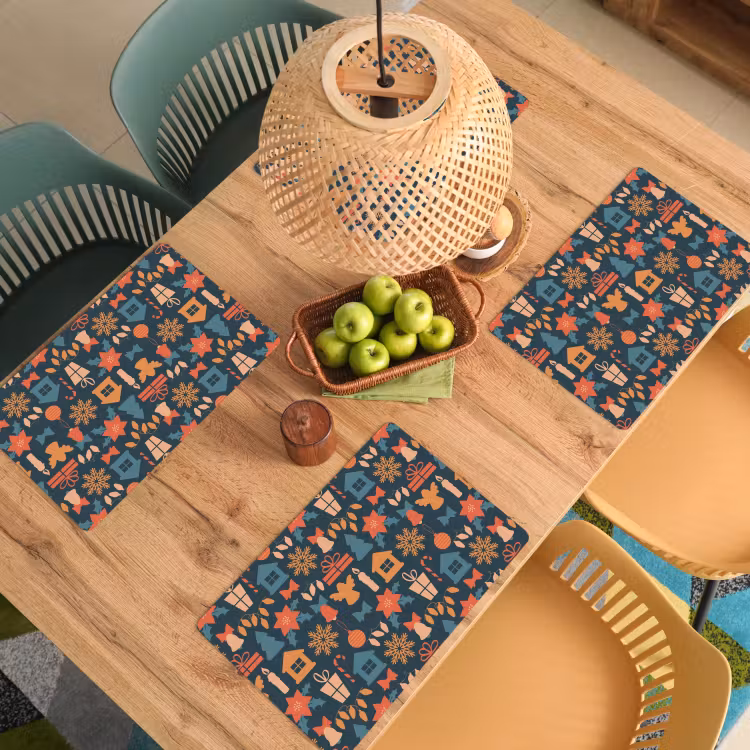 Patroon - Kerst - Symbolen - Blauw Placemat vinyl groot 368 -zzsfeer5_Kitchenyeah-website