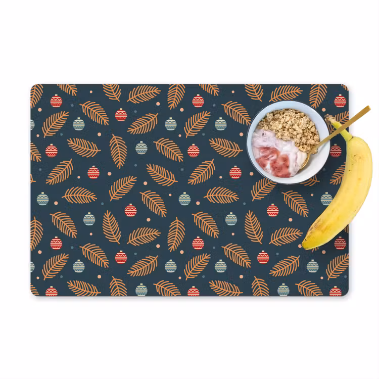 Patroon - Kerst - Symbolen - Donkerblauw Placemat vinyl groot 368 -zzzproduct_Kitchenyeah-website