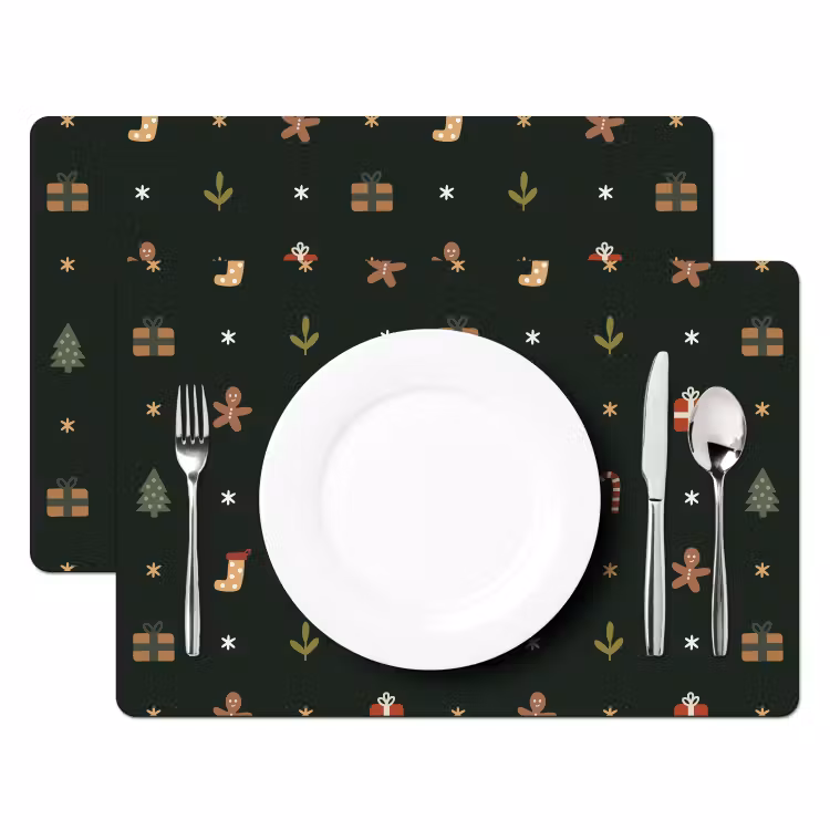 Patroon - Kerstsymbolen - Groen Placemat vinyl groot 368 -zzsfeer2_Kitchenyeah-website