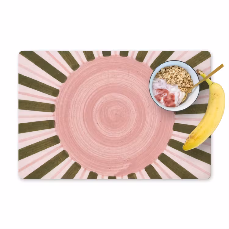 Patroon - Cirkel - Stralen - Abstract - Roze Placemat vinyl groot -zzzproduct_Kitchenyeah-website