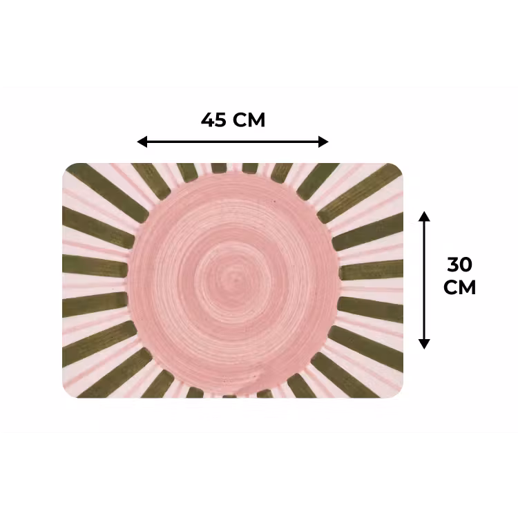 Patroon - Cirkel - Stralen - Abstract - Roze Placemat vinyl groot -specs