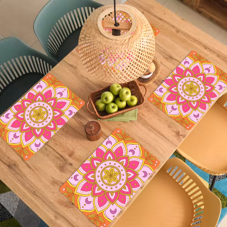 Patroon - Bloemmotief - Decoratie - Abstract - Roze Placemat vinyl groot -zzsfeer5_Kitchenyeah-website