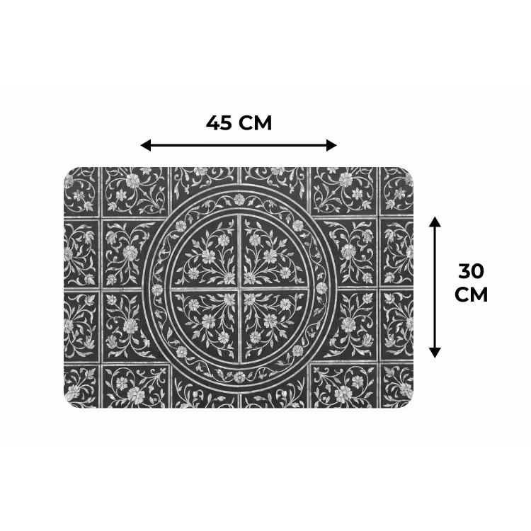 Patroon - Bloemmotief - Decoratie - Klassiek - Zwart Placemat vinyl groot -specs