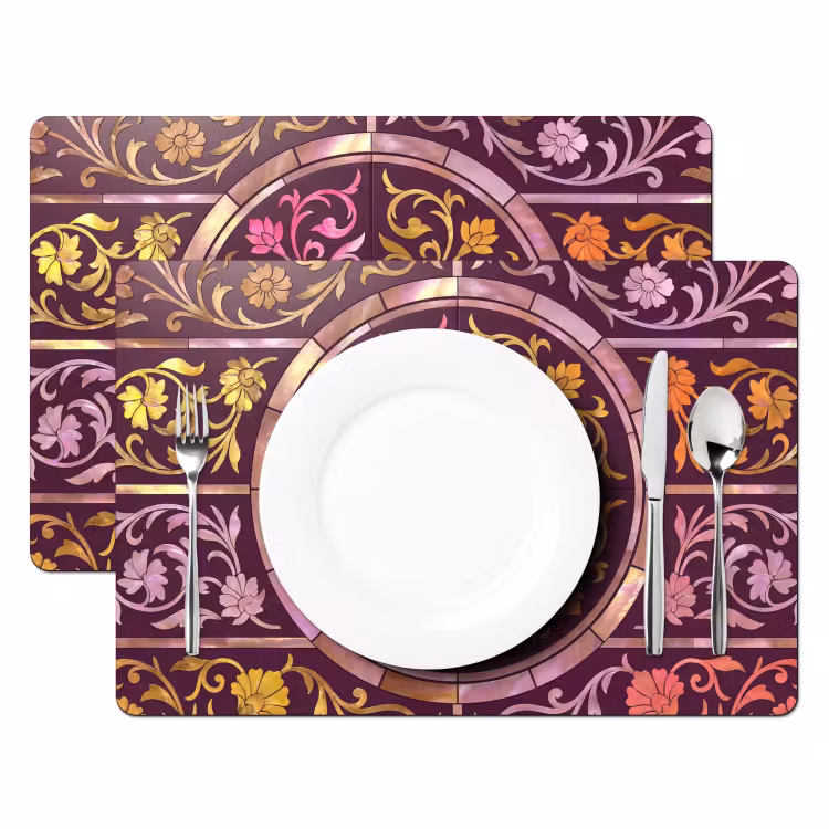 Patroon - Floraal - Oosters - Paars - Goud Placemat vinyl groot -zzsfeer2_Kitchenyeah-website