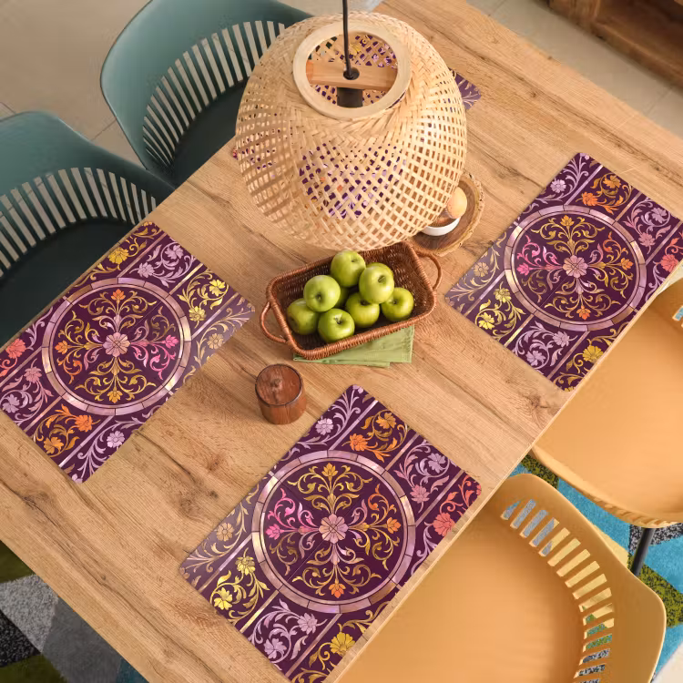 Patroon - Floraal - Oosters - Paars - Goud Placemat vinyl groot -zzsfeer5_Kitchenyeah-website