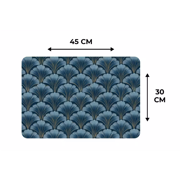 Patroon - Ginkgoblad - Blauw Placemat vinyl groot 368 -specs