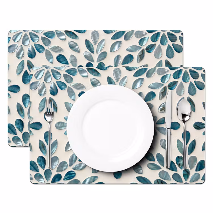 Patroon - Bladeren - Abstract - Modern - Turquoise Placemat vinyl groot -zzsfeer2_Kitchenyeah-website