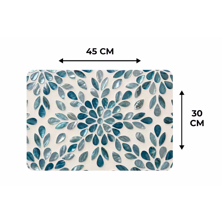 Patroon - Bladeren - Abstract - Modern - Turquoise Placemat vinyl groot -specs