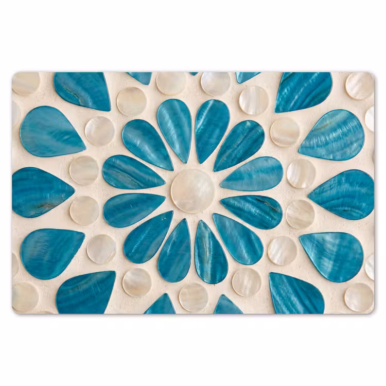 Patroon - Mozaïek - Schelpen - Abstract - Turquoise Placemat vinyl groot -zzsfeer1_Kitchenyeah-website