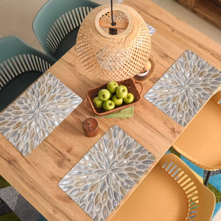 Patroon - Ovaal - Glanzend - Abstract - Beige Placemat vinyl groot -zzsfeer5_Kitchenyeah-website