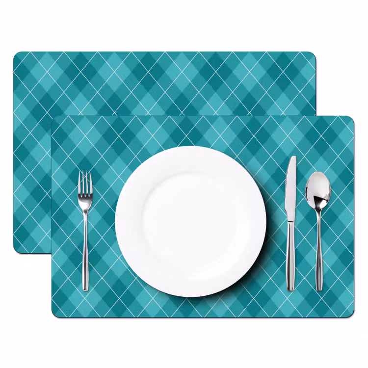 Patroon - Ruiten - Blauw Placemat vinyl groot 368 -zzsfeer2_Kitchenyeah-website