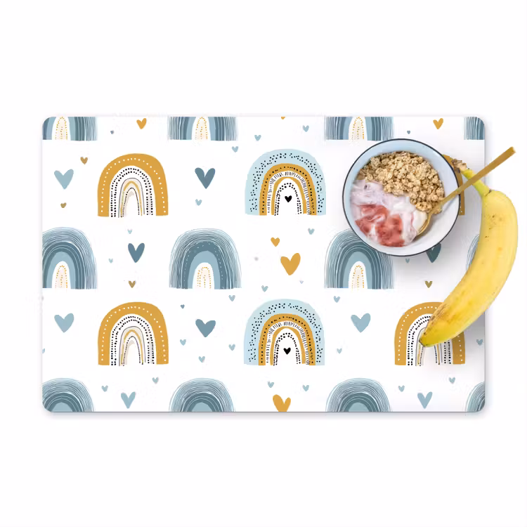 Patroon - Regenboog - Hartjes Placemat vinyl groot -zzzproduct_Kitchenyeah-website