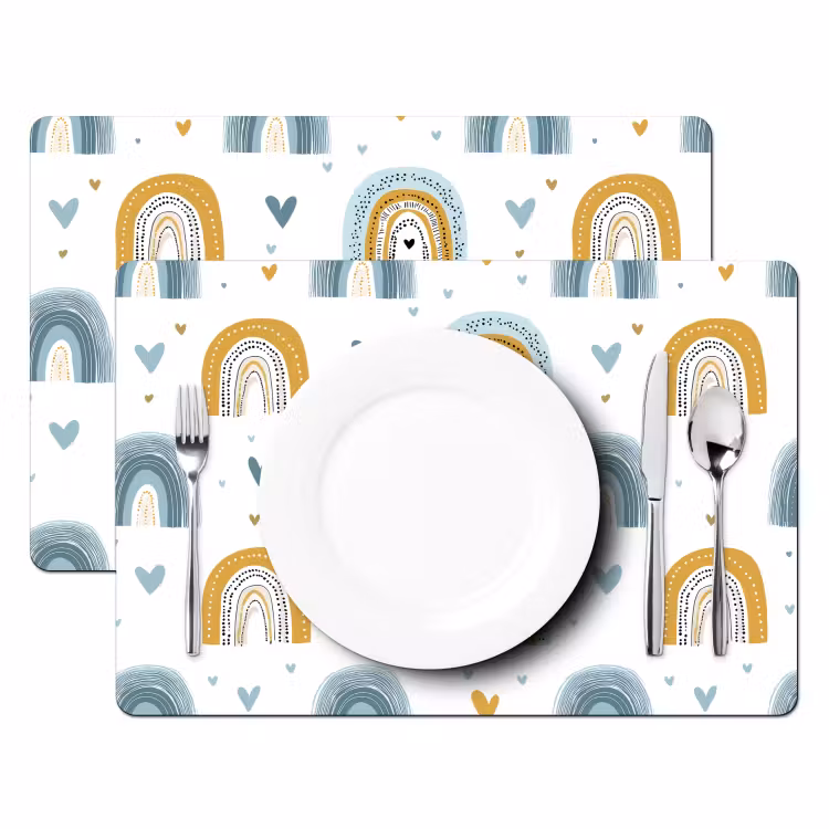 Patroon - Regenboog - Hartjes Placemat vinyl groot -zzsfeer2_Kitchenyeah-website