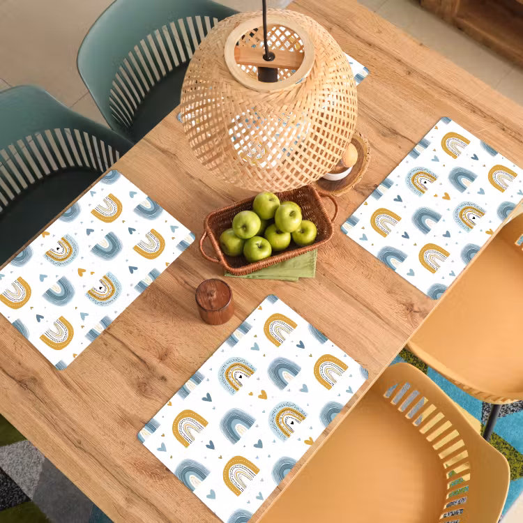 Patroon - Regenboog - Hartjes Placemat vinyl groot -zzsfeer5_Kitchenyeah-website