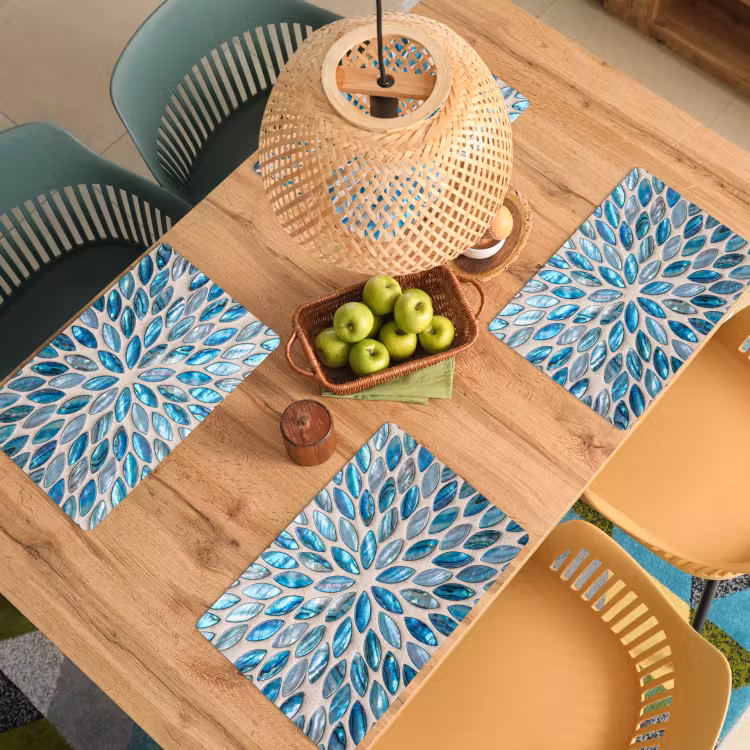 Patroon - Glans - Abstract - Blauw - Decoratie Placemat vinyl groot -zzsfeer5_Kitchenyeah-website