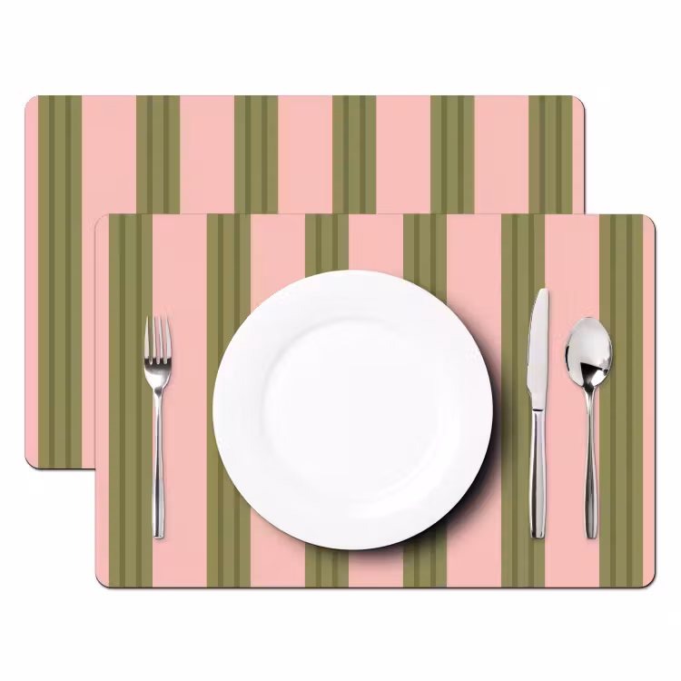 Patroon - Strepen - Abstract - Roze - Groen Placemat vinyl groot -zzsfeer2_Kitchenyeah-website