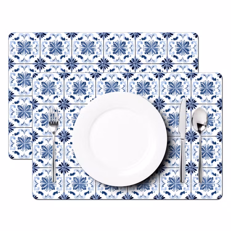 Patroon - Tegel - Blauw Placemat vinyl groot 368 -zzsfeer2_Kitchenyeah-website
