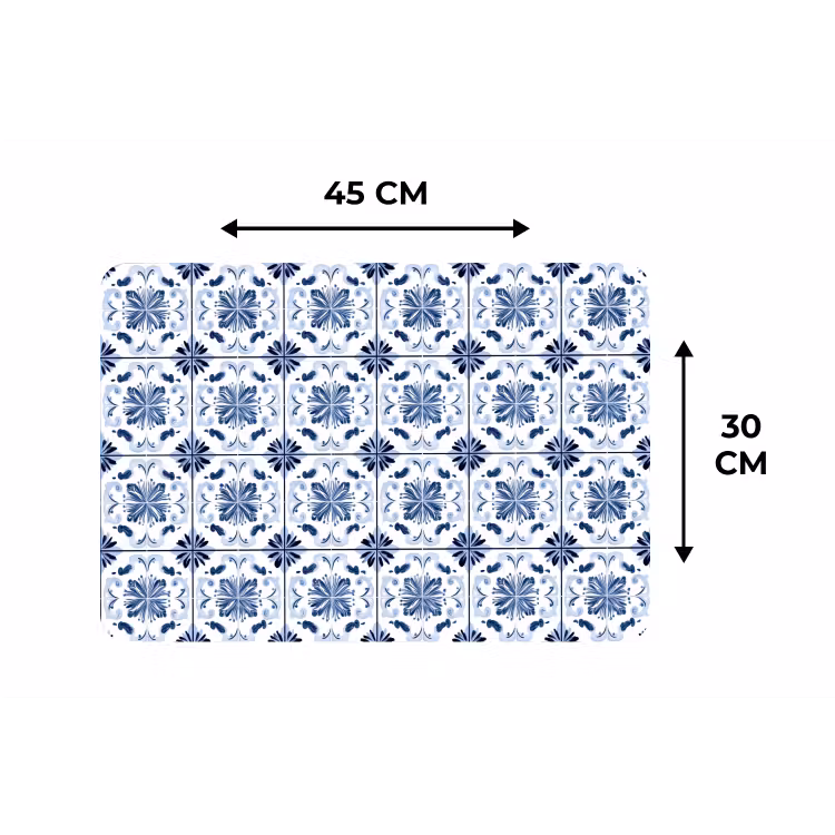 Patroon - Tegel - Blauw Placemat vinyl groot 368 -specs