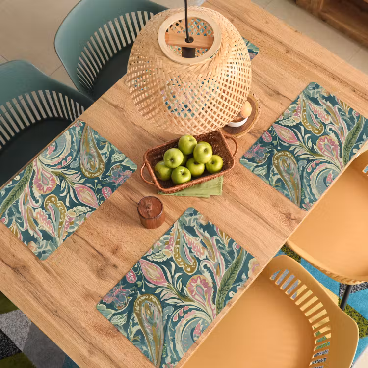 Patroon - Kleurrijk - Sierlijk - Groen Placemat vinyl groot -zzsfeer5_Kitchenyeah-website