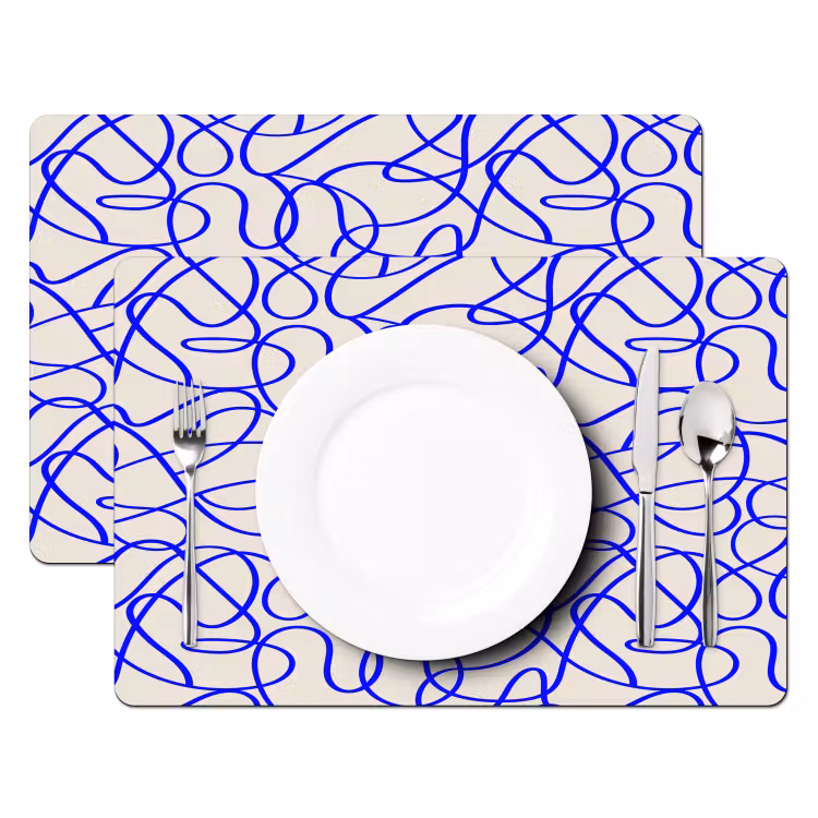 Patronen - Beige - Blauw - Lijnen Placemat vinyl groot 368 -zzsfeer2_Kitchenyeah-website