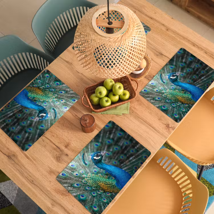 Pauw - Veren - Blauw Placemat vinyl groot -zzsfeer5_Kitchenyeah-website