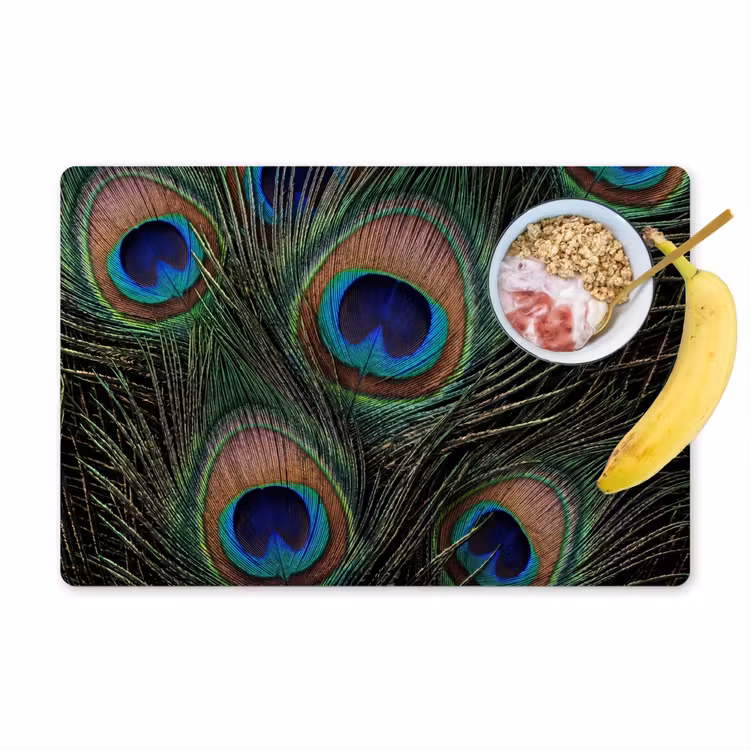 Pauwenveren - Klassiek - Groen Placemat vinyl groot -zzzproduct_Kitchenyeah-website