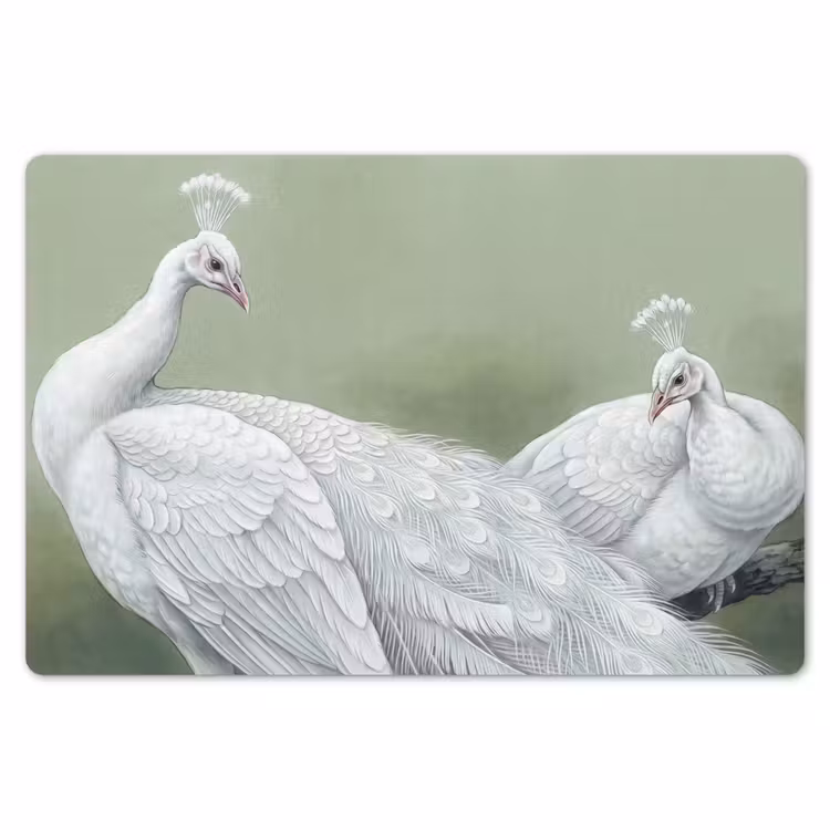 Pauwen - Wit - Natuur - Groen Placemat vinyl groot -zzsfeer1_Kitchenyeah-website