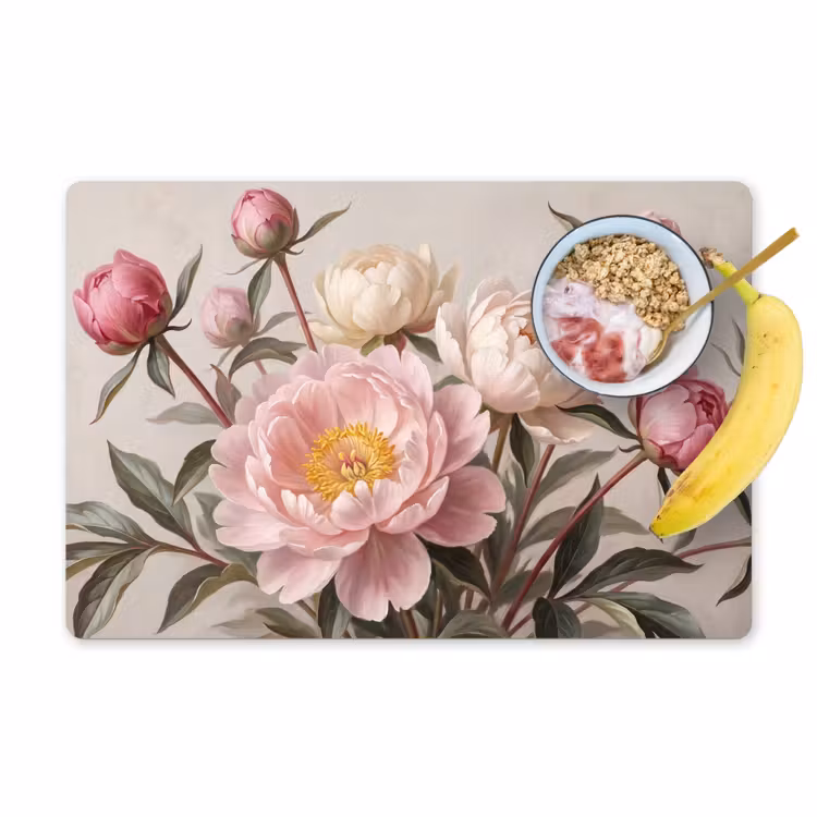 Pioenrozen - Boeket - Roze Placemat vinyl groot -zzzproduct_Kitchenyeah-website