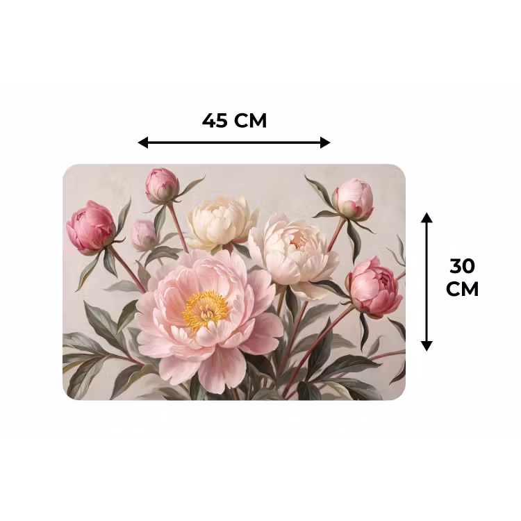 Pioenrozen - Boeket - Roze Placemat vinyl groot -specs